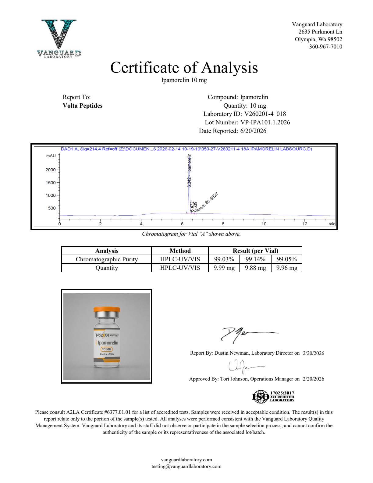 Preview of Ipamorelin 10mg COA