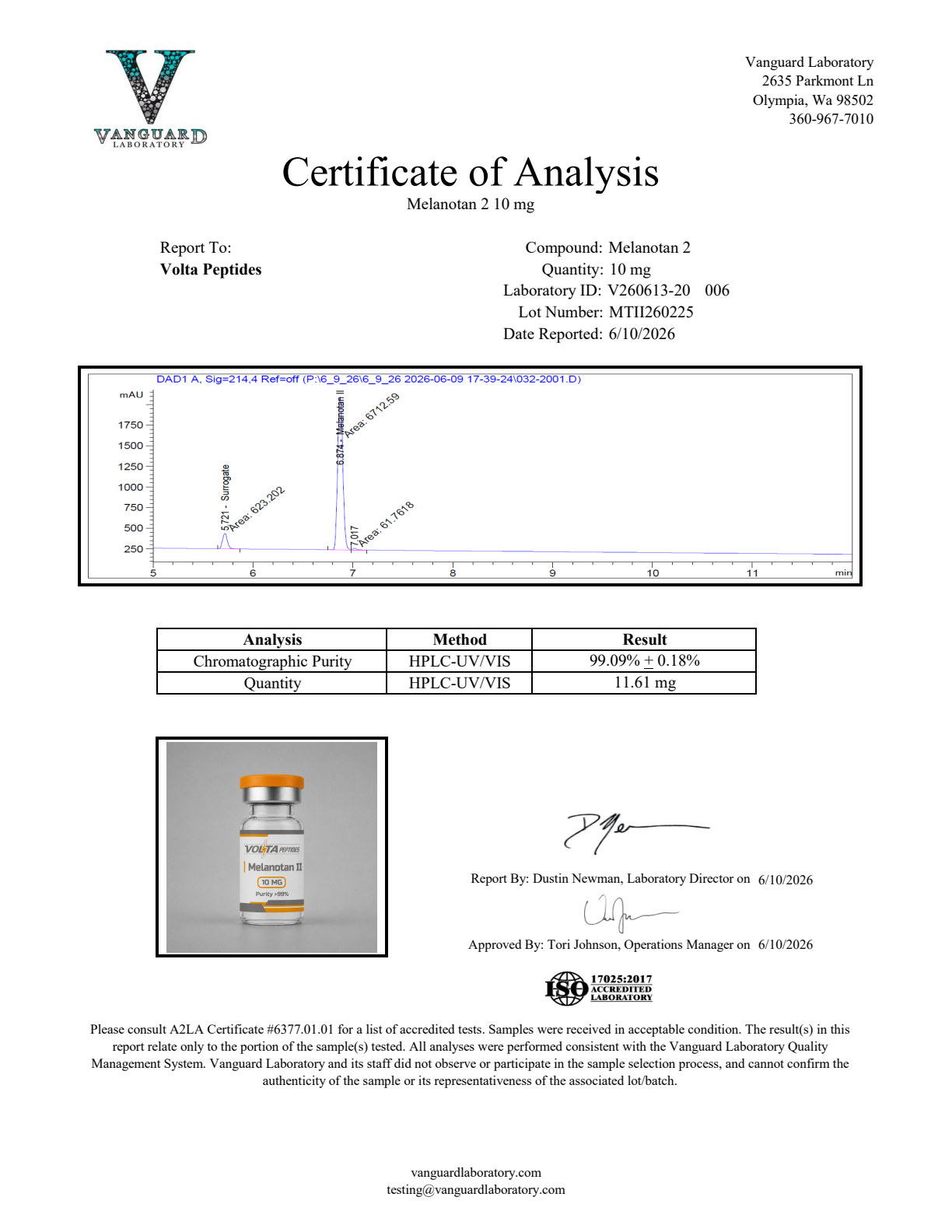 Preview of Melanotan II 10mg COA